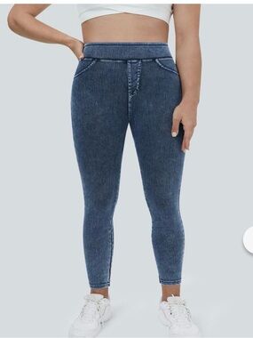 New Halara Flex™ High Waist Pocket Denim Casual Jeggings Blue